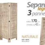 PARAVENTO SEPARè DIVISORIO LEGNO NATURALE 3 PANNELLI MODERNO 170*126cm
