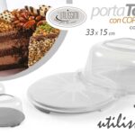 CONTENITORE PORTA TORTA COPERCHIO PORTATILE PIATTO DOLCI VASSOIO COLOR VAR 33*15
