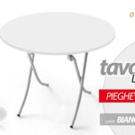 TAVOLO TONDO PIEGHEVOLE SALVAPSAZIO LEGNO MDF BIANCO SCRIVANIA D70*h75CM