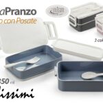 Porta pranzo doppio schiscetta posate lunch box ufficio scuola lavoro plastica