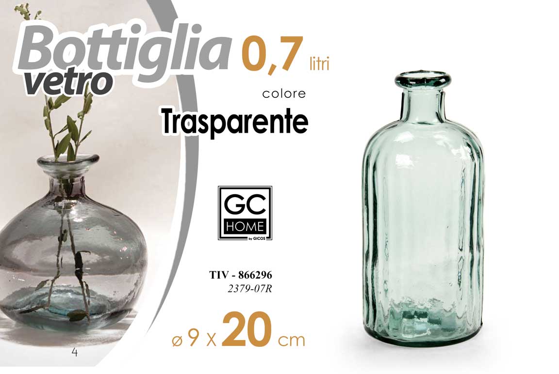 8025569866296 VASO BOTTIGLIA VETRO FIORI CENTROTAVOLA EVENTI SEGNAPOSTO CLASSICO MODERNO 20 CM - immagine 1