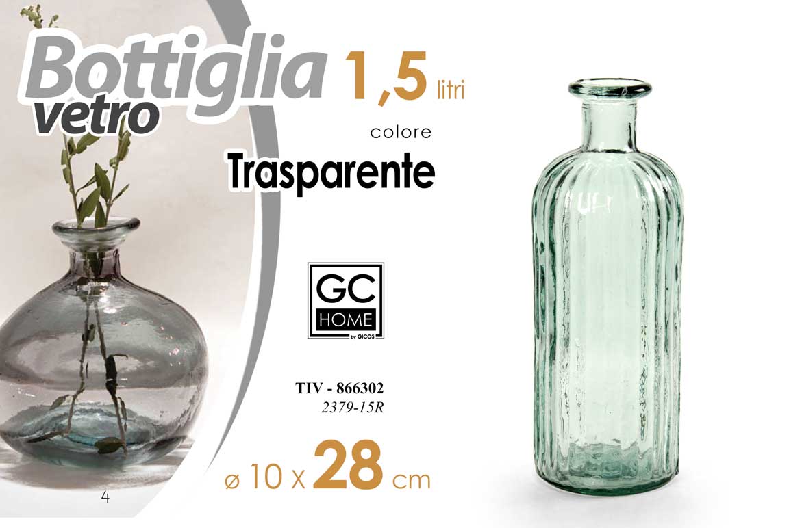 8025569866302 VASO BOTTIGLIA VETRO FIORI CENTROTAVOLA EVENTI SEGNAPOSTO CLASSICO MODERNO 28*10 - immagine 1
