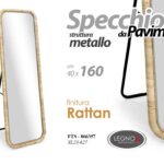 SPECCHIO SPECCHIERA DA PAVIMENTO METALLO CLASSICO MODERNO CORNICE RATTAN 160*50
