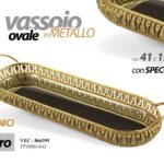VASSOIO METALLO OVALE DA SCRIVANIA MANICI DECOR FONDO SPECCHIO COL ORO 41*13*6