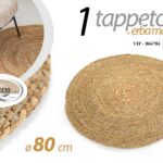 TAPPETO NATURALE ERBA MARINA ECO TONDO INTRECCIATO SALOTTO CUCINA INTERNO 80 CM
