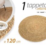 TAPPETO TONDO ERBA MARINA NATURALE MARRONE SALOTTO INGRESSO CUCINA CAMERA Ø120CM