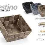 CESTINO QUADRATO CESTA CESTO PORTA OGGETTI ACCESSORI INTRECCIO ASS 13*13*6 CM