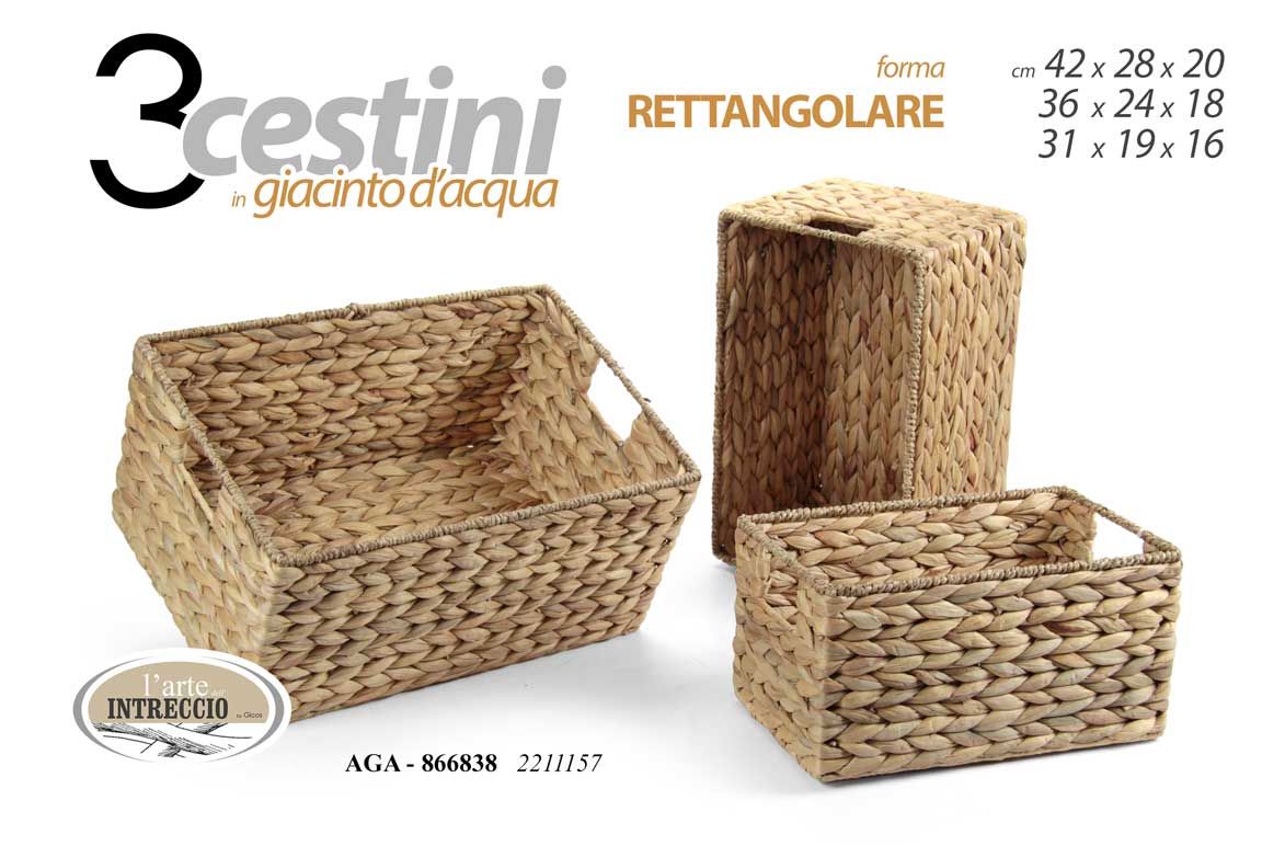 8025569866838 SET 3 CESTE RETTANGOLARI CESTA CUCINA BAGNO CAMERA PORTA OGGETTI ACCESSORI - immagine 1