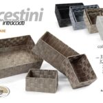 4 CESTINI CESTE RETTANGOLARI CESTA CUCINA BAGNO PORTA OGGETTI ACCESSORI INTRECCI