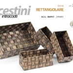 4 PZ CESTINO RETTANGOLARE CESTA CESTO PORTA OGGETTI ACCESSORI MARRONE INTREC MET