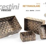 4 PZ CESTINO RETTANGOLARE CESTA CESTO PORTA OGGETTI ACCESSORI ASS 34-32-18-18 cm