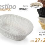 Cestino portapane ovale cucina vassoio frutta tavola pvc intrecciato ass 27*20*8