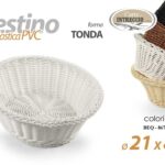 CESTINO PORTA PANE CESTA TONDO TAVOLA STILE VIMINI PUB PIZZERIA CASA PVC 21*8 CM