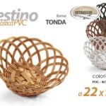 Cestino portapane tondo cucina vassoio frutta tavola pvc intrecciato ass 22*9 cm