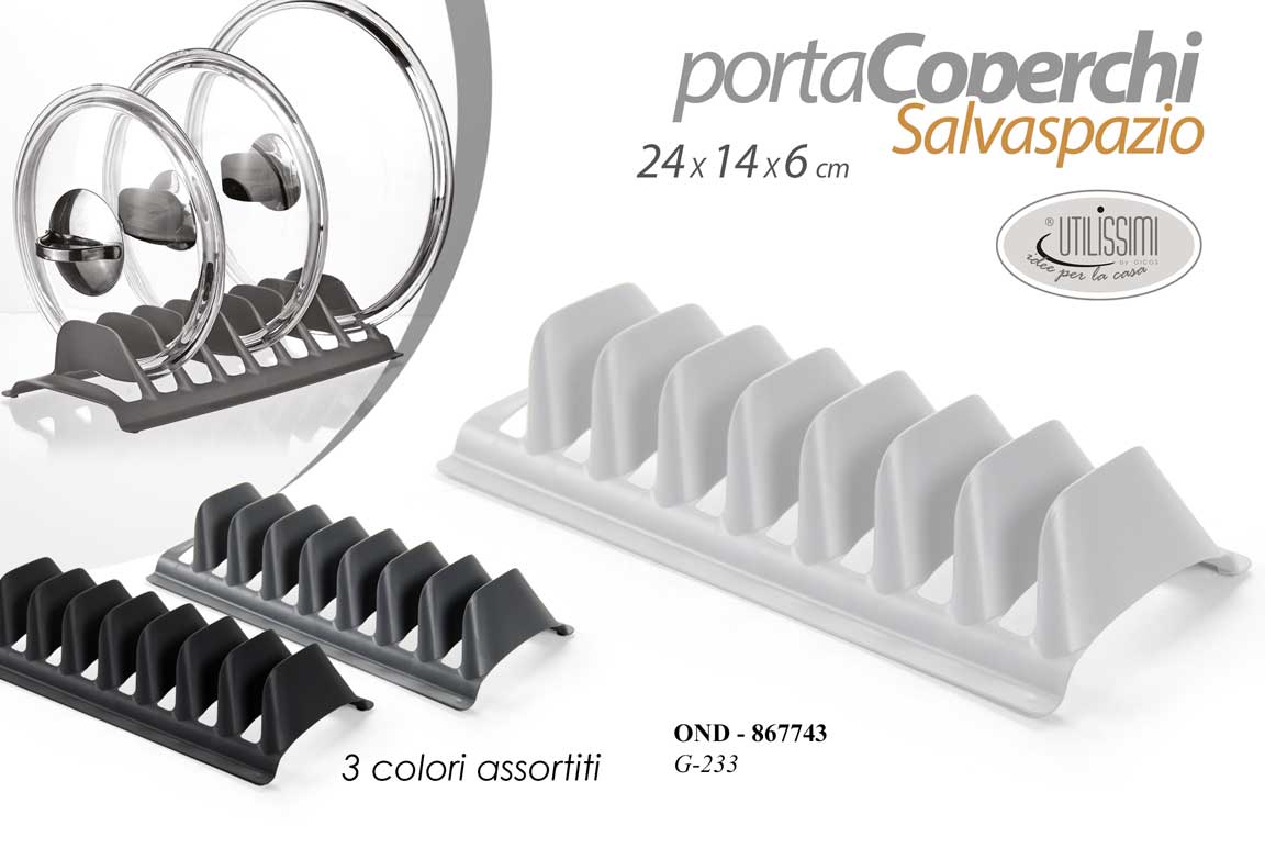 8025569867743 Porta coperchi salvaspazio organizer cucina supporto plastica ass 24x14 cm - immagine 1