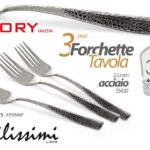 SET 3 FORCHETTE TAVOLA POSATE CUCINA ACCIAIO INOX MARTELLATO SS430 Alt resist