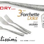 SET 3 FORCHETTE DOLCE POSATE CUCINA ACCIAIO INOX MARTELLATO SS430 Alt resist