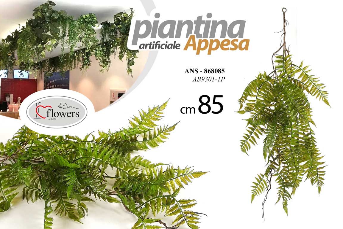 8025569868085 RAMO PIANTA ARTIFICIALE APPESA FINTA FOGLIE CADENTE PARETE SOFFITTO PLST 69*85CM - immagine 1