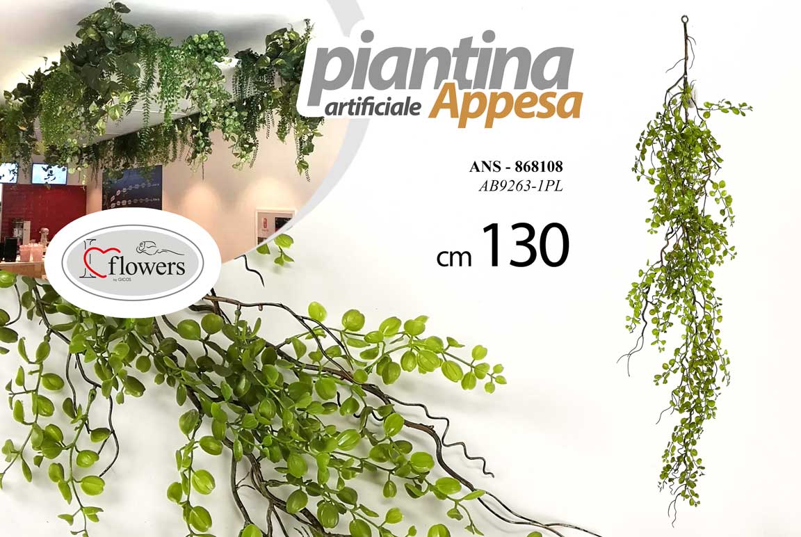 8025569868108 ERBA PIANTA ARTIFICIALE APPESA FINTA CADENTE PARETE SOFFITTO RAMO FOGLIE 130 cm - immagine 1
