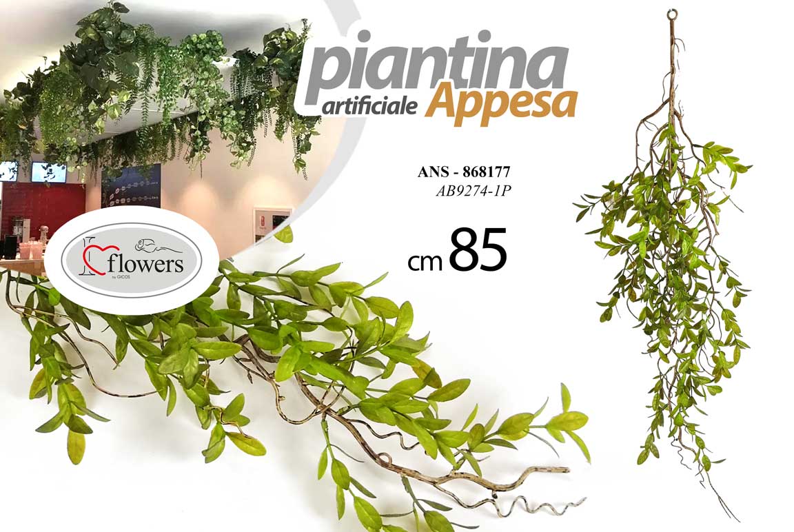 8025569868177 RAMO PIANTA ARTIFICIALE APPESA FINTA FOGLIE CADENTE PARETE SOFFITTO PLST 47*85CM - immagine 1