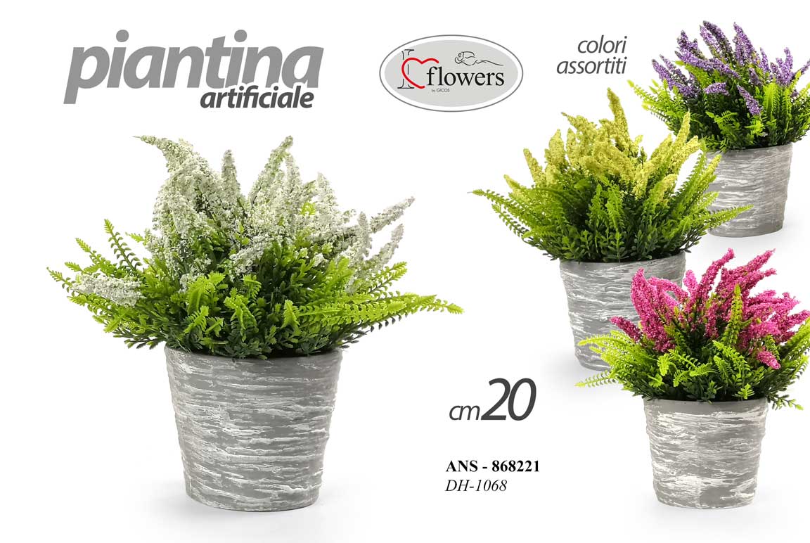 8025569868221 PIANTA PIANTINA FINTA ARTIFICIALE FIORI FIORE VASO DECORAZIONE 20 cm - immagine 1