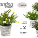 PIANTA FIORI PIANTINA ARTIFICIALE FINTA CON VASO EVENTI CASA COLOR ASSOR 20 cm