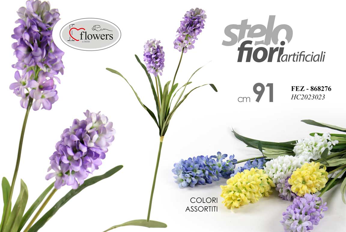 8025569868276 STELO GIACINTO ARTIFICIALE FIORI FINTI DECORAZIONE CASA EVENTI CERIMONIE AS 91cm - immagine 1