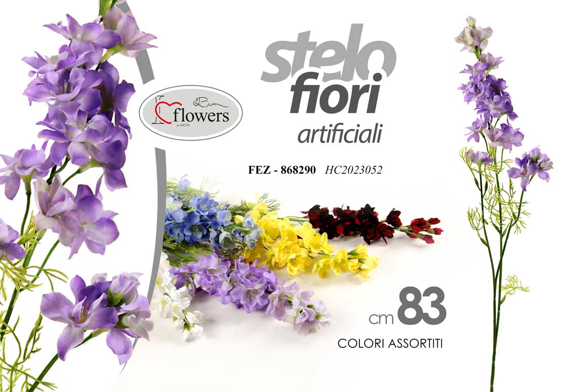 8025569868290 STELO DELPHINIUM ARTIFICIALE FIORE FINTO DECORAZIONE CASA EVENTI COLOR ASS 83 cm - immagine 1