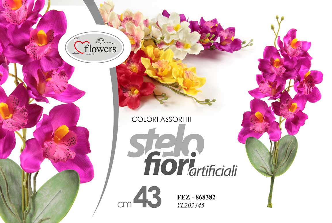 8025569868382 ORCHIDEA STELO ARTIFICIALE FIORE FINTO DECORAZIONE CASA EVENTI COLOR ASS 43 cm - immagine 1