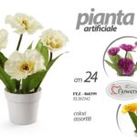PIANTA ARTIFICIALE FINTA FIORI VASO BIANCO EVENTI DECORAZIONE CASA COLOR AS 24CM