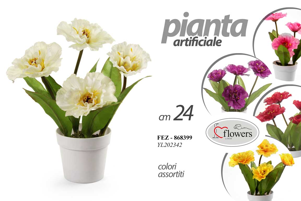 8025569868399 PIANTA ARTIFICIALE FINTA FIORI VASO BIANCO EVENTI DECORAZIONE CASA COLOR AS 24CM - immagine 1