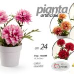 Crisantemo PIANTA ARTIFICIALE FINTA FIORI VASO BIANCO EVENTI CASA COLOR ASS 24CM