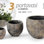 SET 3 PORTAVASI VASO CEMENTO DES SCAVO VINTAGE ANTICATO CASA GIARDINO Ø25-17-12