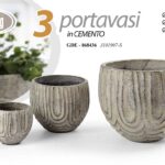 SET 3 PORTAVASI VASO CEMENTO VINTAGE ANTICATO MODERNO CASA GIARDINO Ø25-17-12cm