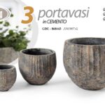 SET 3 PORTAVASI VASO CEMENTO VINTAGE ANTICATO MODERNO CASA GIARDINO Ø25-17-12 CM