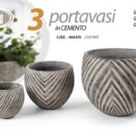 SET 3 PORTAVASI VASI CEMENTO GRIGIO ETNICO MODERNO DESIGN CASA GIARDINO 25-17-12