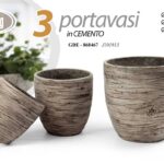 SET 3 PORTAVASI VASI CEMENTO EFF CORTECCIA GRIGIO MODERNO CASA GIARDINO 25-20-17