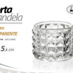 PORTACANDELA SEGNAPOSTO CENTROTAVOLA VETRO TRASPARENTE VINTAGE MODERNO Ø7*5,5cm