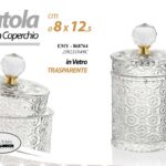 Scatola coperchio portagioie contenitore vetro trasparente lusso vintage 12*8 cm