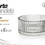 PORTACANDELA SEGNAPOSTO CENTROTAVOLA VETRO TRASPARENTE VINTAGE MODERNO Ø11*5,5cm