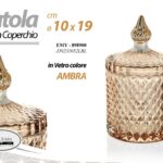 Scatola portagioie vetro ambra chic porta gioie lusso retrò vintage 19*10 cm
