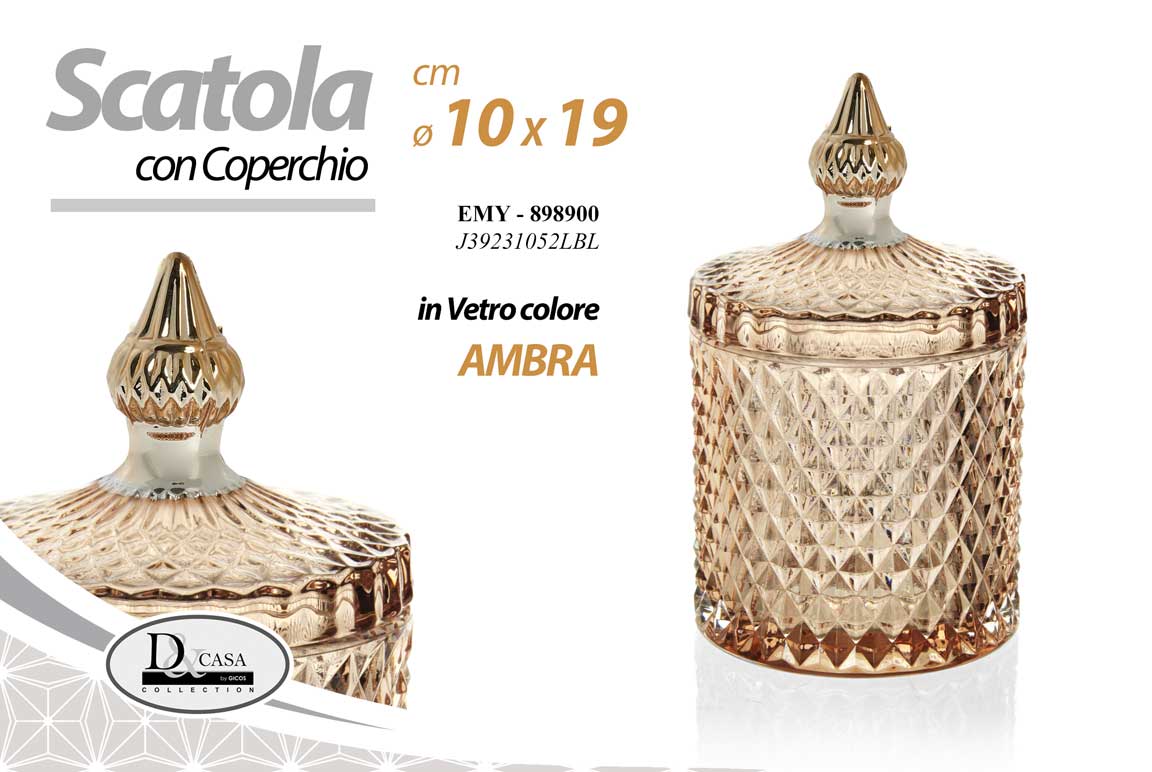 8025569868900 Scatola portagioie vetro ambra chic porta gioie lusso retrò vintage 19*10 cm - immagine 1