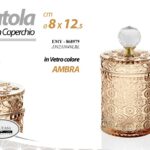 Scatola portagioie vetro ambra lavorato porta gioie lusso retrò vintage 12*8 cm