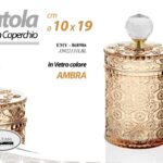 Scatola portagioie vetro ambra lavorato porta gioie lusso retrò vintage 19x10 cm