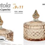 Scatola portagioie + coperchio vetro ambra porta gioie lusso retrò vintage 11 cm