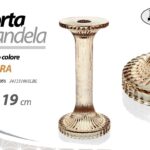 CANDELABRO CANDELIERE PORTACANDELA VETRO AMBRA VINTAGE MODERNO ELEGANTE 19*9 CM