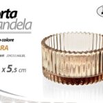 PORTACANDELA SEGNAPOSTO CENTROTAVOLA VETRO AMBRA VINTAGE MODERNO ELEGANTE 11*5,5