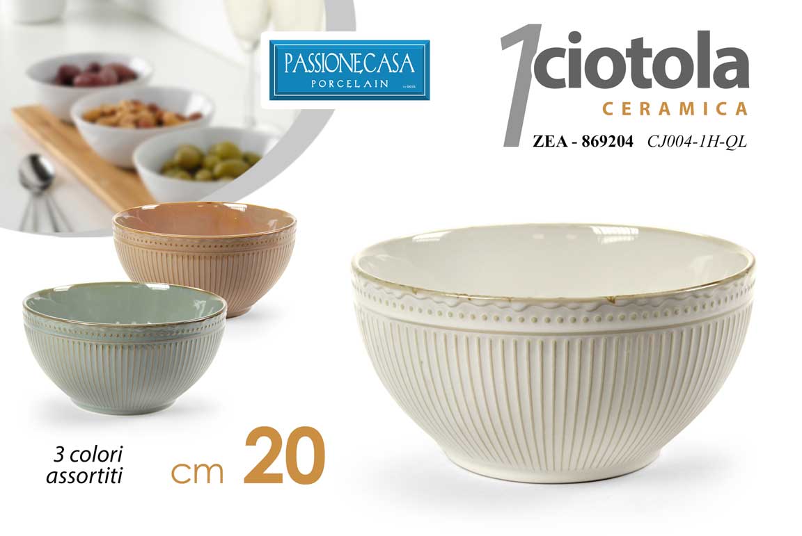 8025569869204 Insalatiera tonda ciotola portata porcellana moderno vintage buffet ass 20 cm - immagine 1