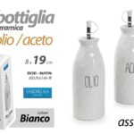 BOTTIGLIA OLIO O ACETO ASSORTITI CERAMICA BIANCA Oliera Acetiera Dosatore 19 cm