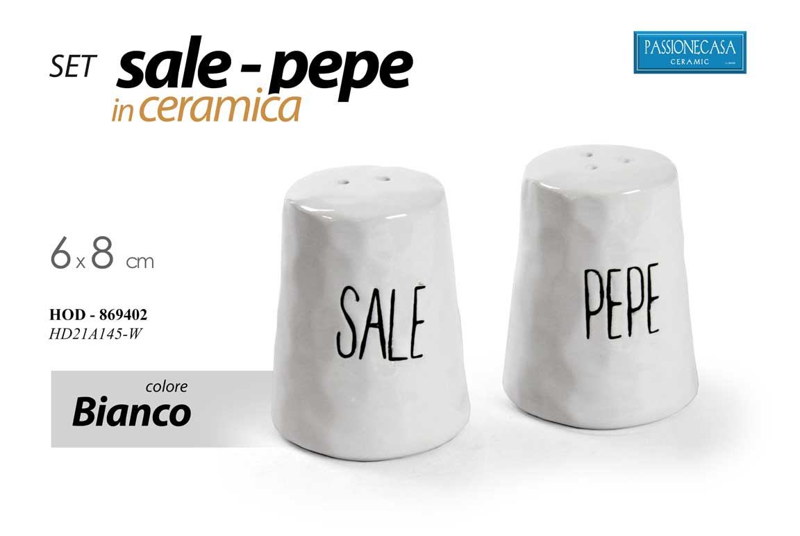8025569869402 SET SALE PEPE MODERNO CERAMICA BARATTOLO CONTENITORI PORTA SPEZIE AROMI B 6*8 - immagine 1